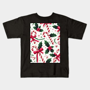 Christmas Candy Cane Pattern Kids T-Shirt